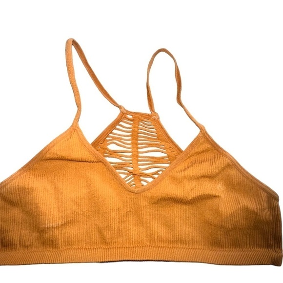 Bundle of 2 XS bralettes. Olive green Free People mustard cage bralette‎ no name - Picture 1 of 7